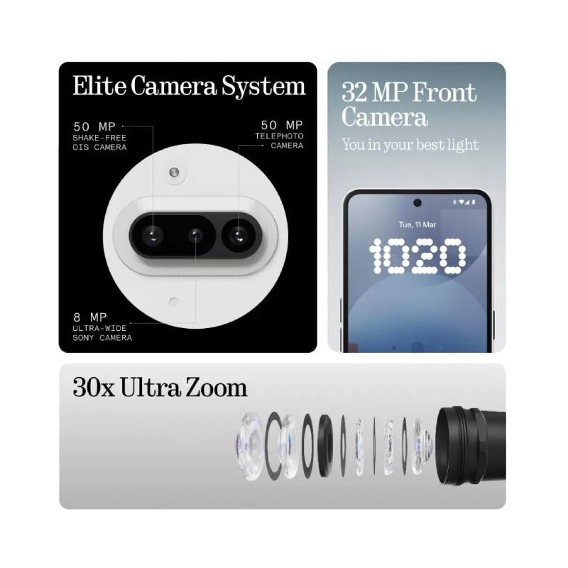 Nothing Phone (3a) - mobile phone with 32 MP front camera, 30x ultra zoom, 50W fast charging and 6.77" FHD+ flexible AMOLED display
