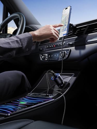 UGREEN 130W 3-Port USB C Car Charger, Type C Cigarette Lighter Adapter
