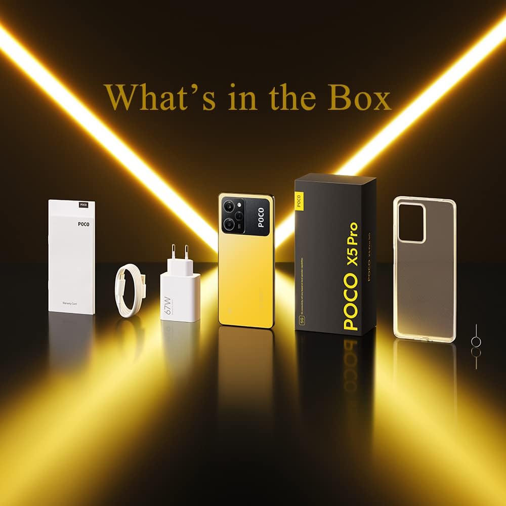 POCO X5 Pro 5G smartphone with 8GB RAM and 256GB storage, featuring a 120Hz display, powered by the Qualcomm Snapdragon® 778G processor, with 67W turbo charging, and a 108MP professional camera.