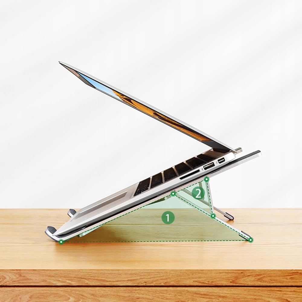 UGREEN Portable Aluminium Table Stand, Adjustable Laptop Riser Stand Compatible with MacBook Air Pro ASUS HP Dell and Others 12-17.3 Inches