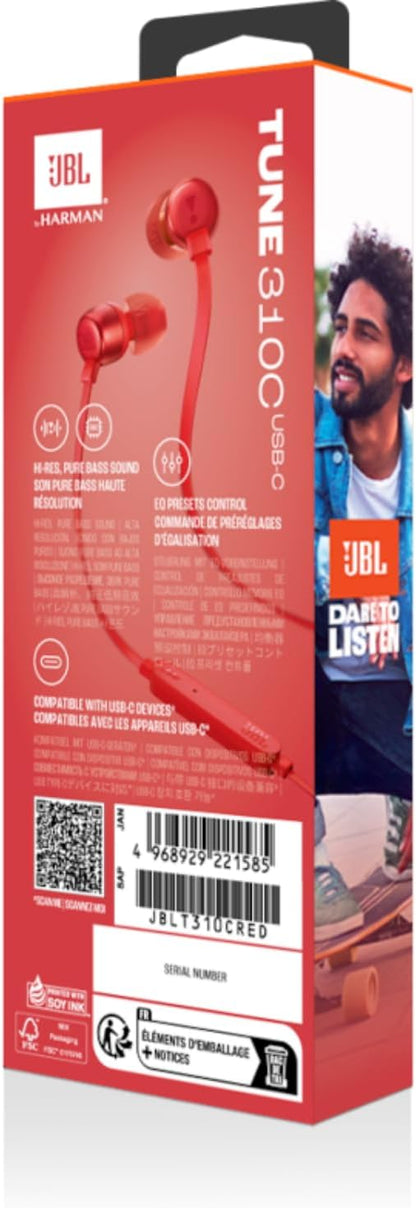 JBL TUNE 305C USB-C Wired Hi-Res In-Ear Headphones, Black