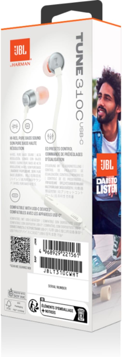 JBL TUNE 305C USB-C Wired Hi-Res In-Ear Headphones, Black