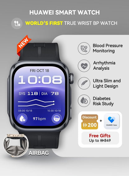 HUAWEI WATCH D3 Smartwatch, Medical-Grade Blood Pressure Monitoring, ECG, Heart Rate &SpO2, Sleep & Fitness Tracking, Up to 10-Days Battery, iOS & Android Compatible, Black, HuaweiCare+ (AZ Exclusive)