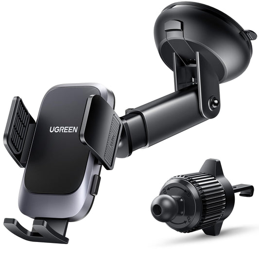 UGREEN Phone Mount for Car Strong Suction Cup, Car Phone Holder for Dashboard Windshield Air Vent Big Phone Friendly Cell Phone Holder Compatible with iPhone 16/15/14/13/Plus/Pro/Pro Max Smartphone