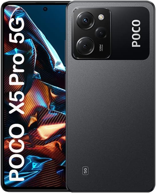 POCO X5 Pro 5G smartphone with 8GB RAM and 256GB storage, featuring a 120Hz display, powered by the Qualcomm Snapdragon® 778G processor, with 67W turbo charging, and a 108MP professional camera.