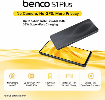 S1 Plus No camera No GPS 4G upto16GB*(8+8) RAM 256GB ROM TDRA Version-Dark Grey