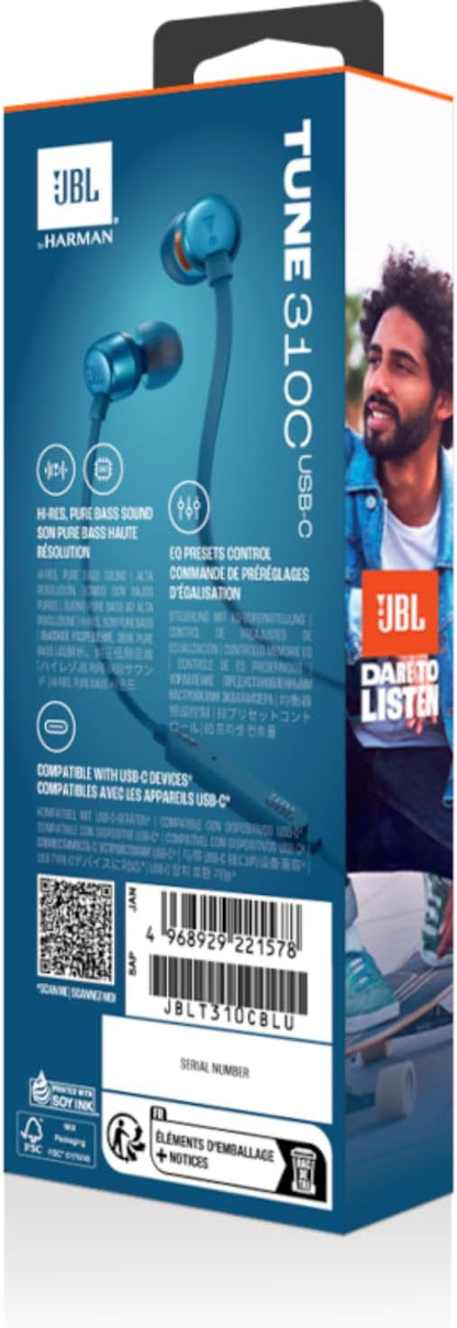 JBL TUNE 305C USB-C Wired Hi-Res In-Ear Headphones, Black