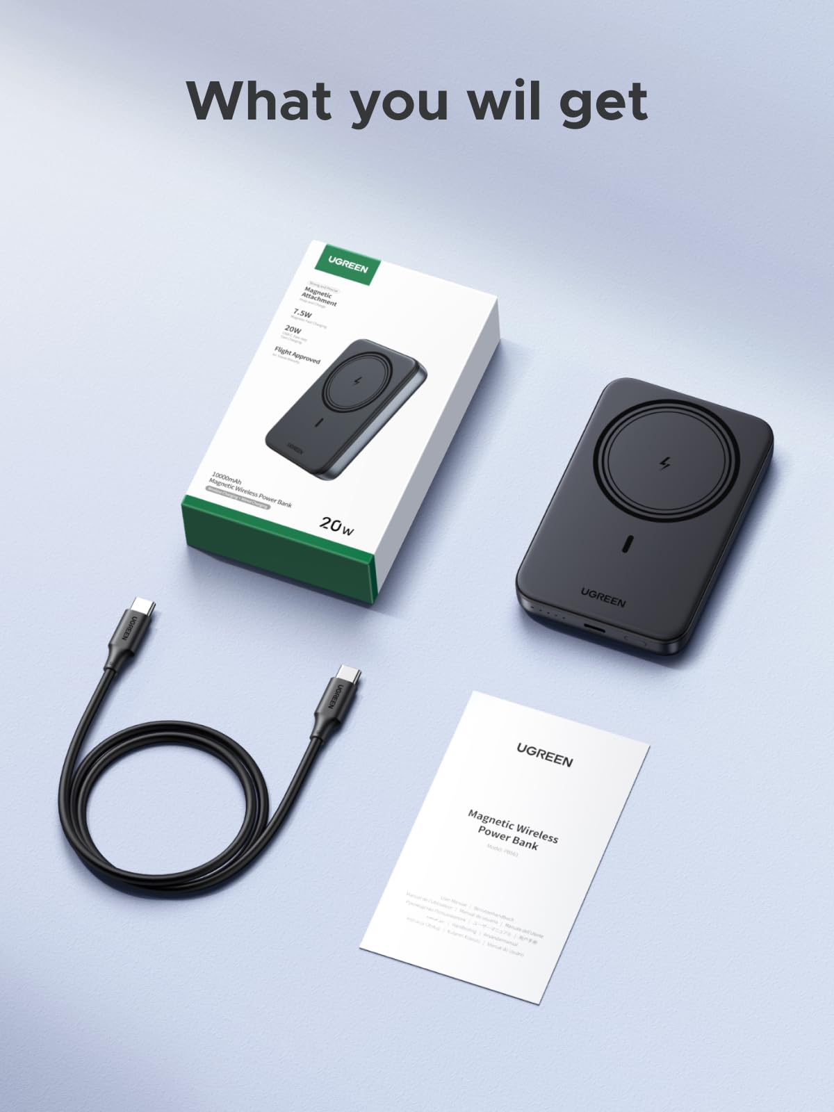 UGREEN 10000mAh Magnetic Power Bank PD 20W USB-C for iPhone 16 Pro Max