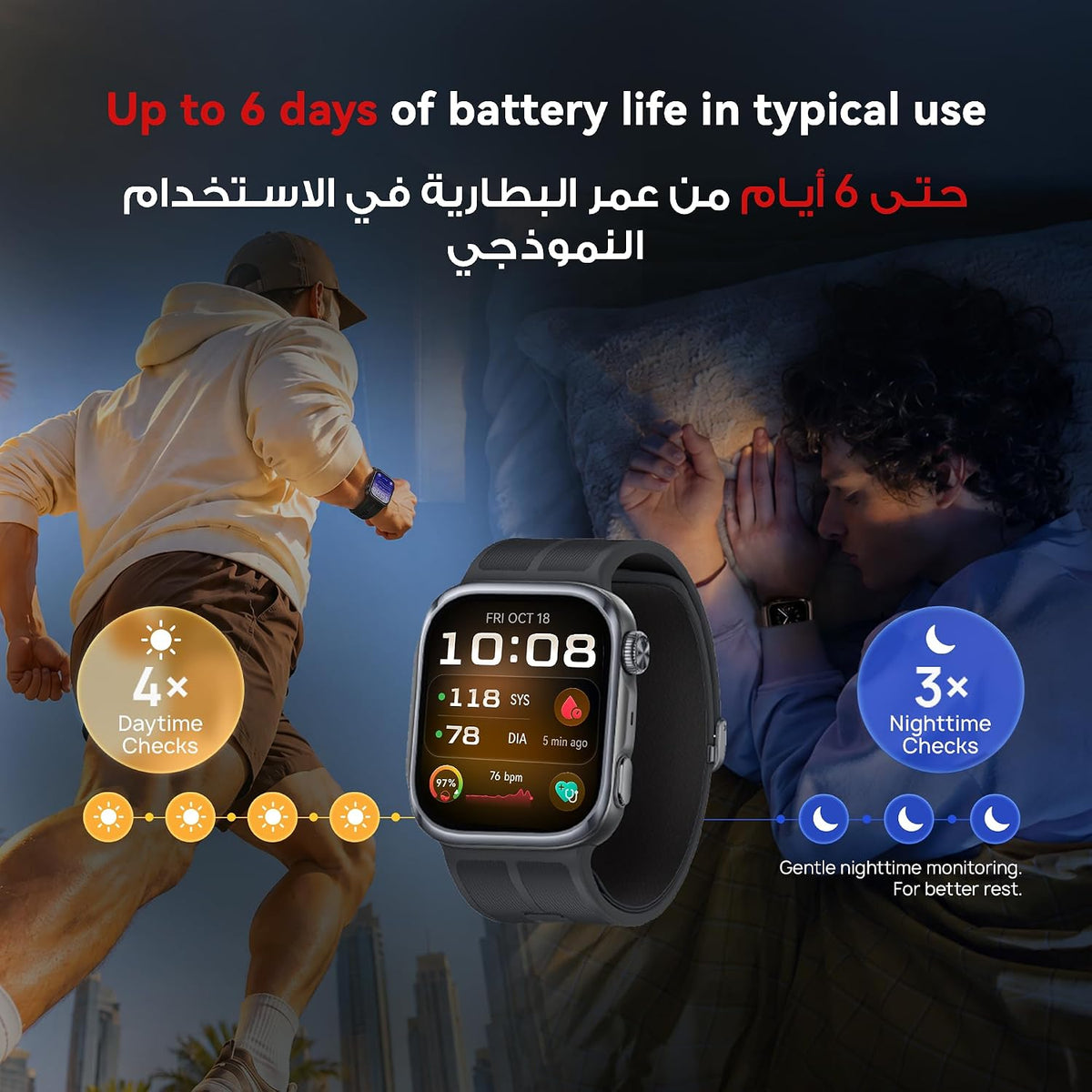 HUAWEI WATCH D3 Smartwatch, Medical-Grade Blood Pressure Monitoring, ECG, Heart Rate &SpO2, Sleep & Fitness Tracking, Up to 10-Days Battery, iOS & Android Compatible, Black, HuaweiCare+ (AZ Exclusive)