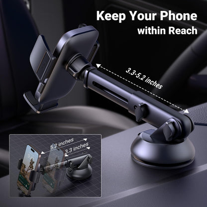 UGREEN Phone Mount for Car Strong Suction Cup, Car Phone Holder for Dashboard Windshield Air Vent Big Phone Friendly Cell Phone Holder Compatible with iPhone 16/15/14/13/Plus/Pro/Pro Max Smartphone