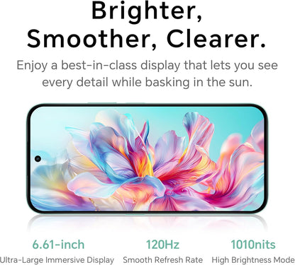 Honor X6c smartphone with 6GB RAM and 128GB storage, featuring a 6.61-inch display with 120Hz refresh rate, 50MP camera, 35W fast charging, dual SIM-Middle East Edition.