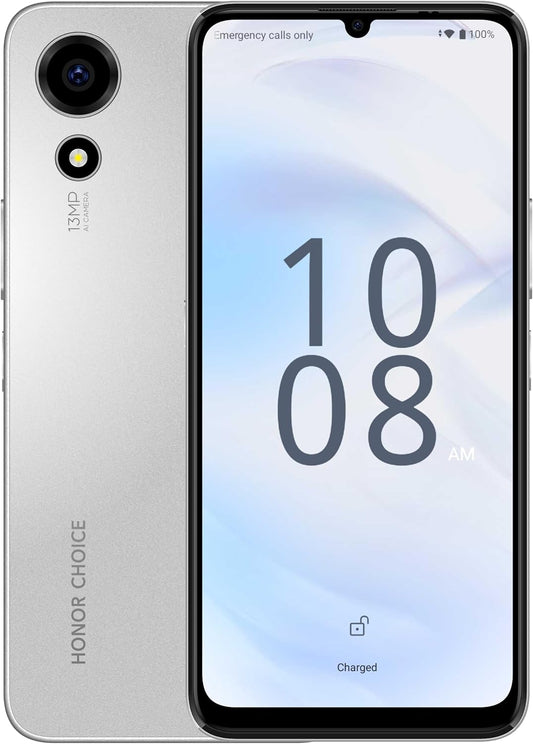 HONOR CHOICE T10 4G Smartphone, 6.75" HD Display, AI Simultaneous Interpretation, 13MP+5MP Cameras, Dual SIM, 4GB+64GB, Silver