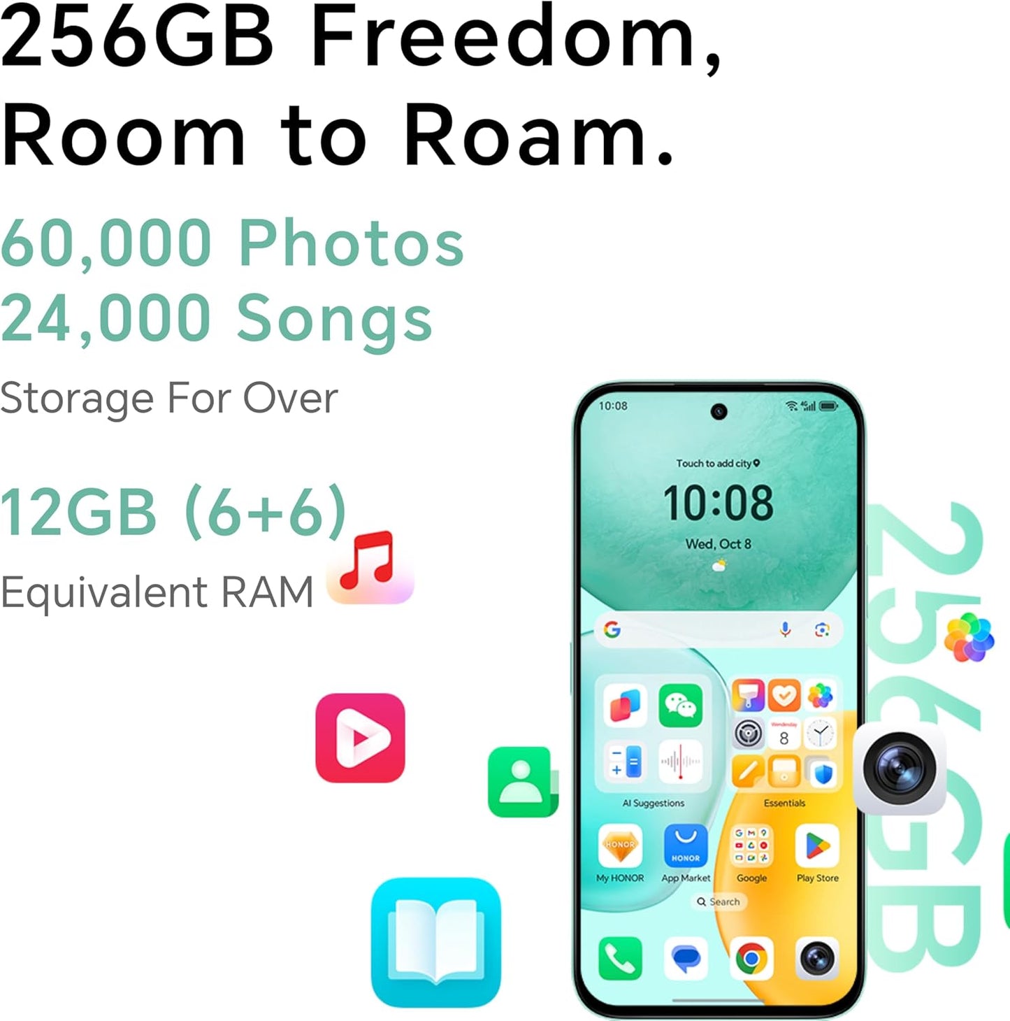 Honor X6c smartphone with 6GB RAM and 128GB storage, featuring a 6.61-inch display with 120Hz refresh rate, 50MP camera, 35W fast charging, dual SIM-Middle East Edition.