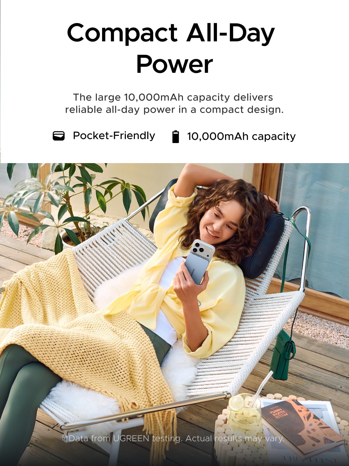 UGREEN Qi2 Magnetic Power Bank 10000mAh, 15W Wireless Portable Charger with Built-in USB-C Cable, 30W Fast Charging Battery Pack, MagSafe Compatible for iPhone 17/16/15/14 Pro Max, Grey