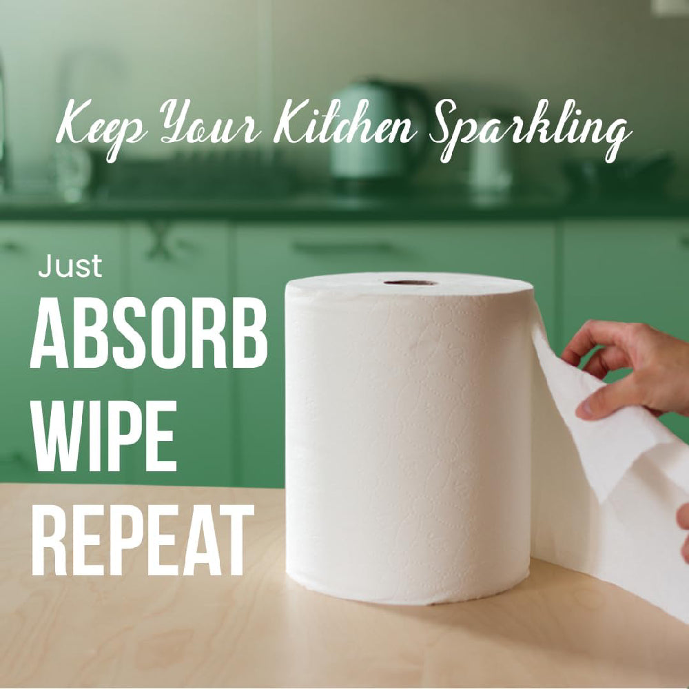 Nice Touch 2 Ply Kitchen Paper Towels, 6 Maxi Rolls with 600 Sheets Each 500g, Diamond Embossed Sheets with High Absorbency & Ultra Soft Texture