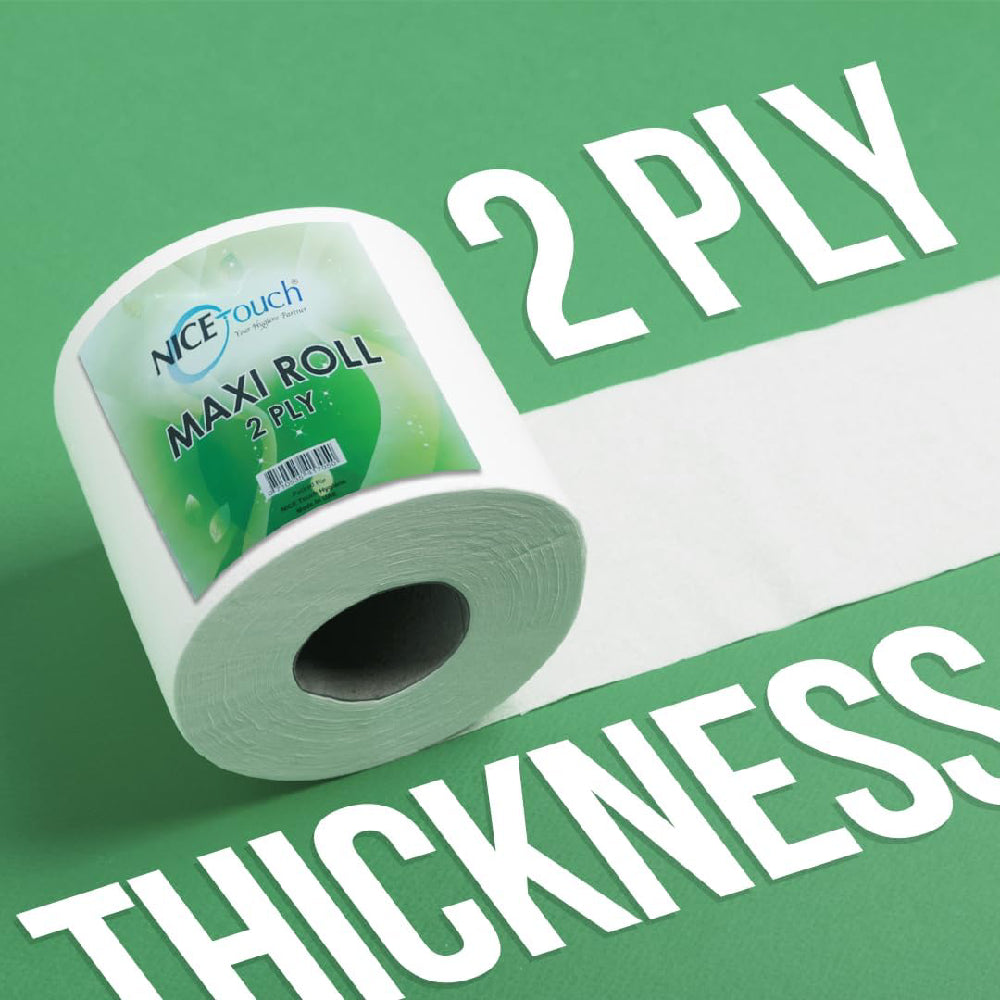 Nice Touch 2 Ply Kitchen Paper Towels, 6 Maxi Rolls with 600 Sheets Each 500g, Diamond Embossed Sheets with High Absorbency & Ultra Soft Texture