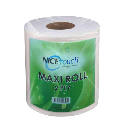 Nice Touch 2 Ply Kitchen Paper Towels, 6 Maxi Rolls with 600 Sheets Each 500g, Diamond Embossed Sheets with High Absorbency & Ultra Soft Texture